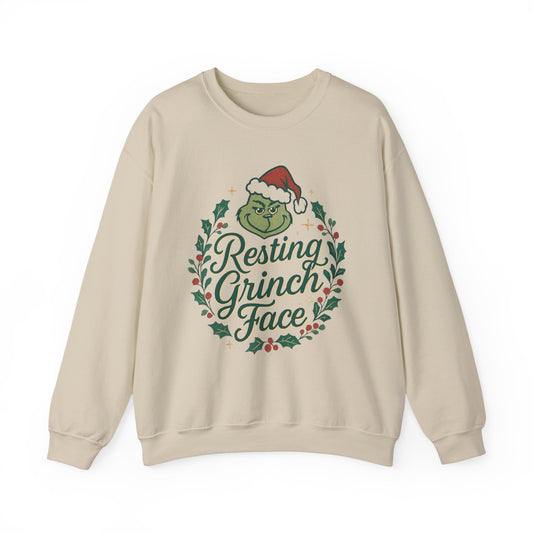 Resting Grinch Face Cozy Holiday Crewneck