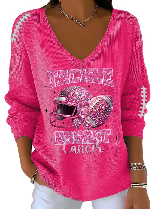 Tackle Breast Cancer Football Pink Ribbon Awareness T-Shirt